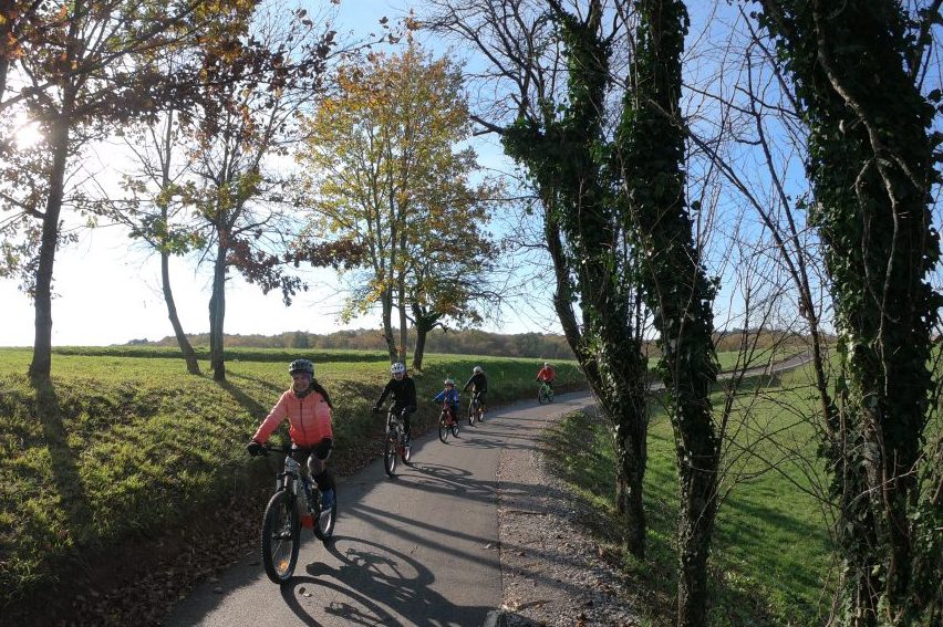 Cycling through green fields in Slovenia is a peaceful and refreshing experience.