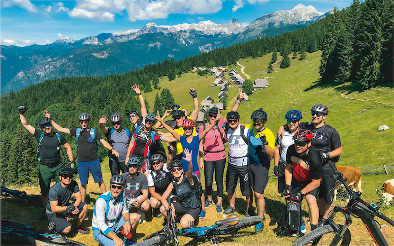 Big group at Trans Slovenian e-bike tour 