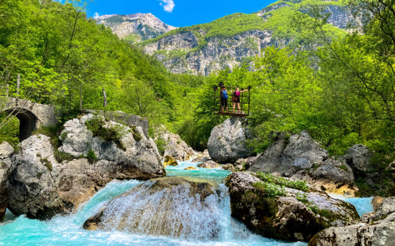 Most instagrammable spots in Slovenia over Soca river