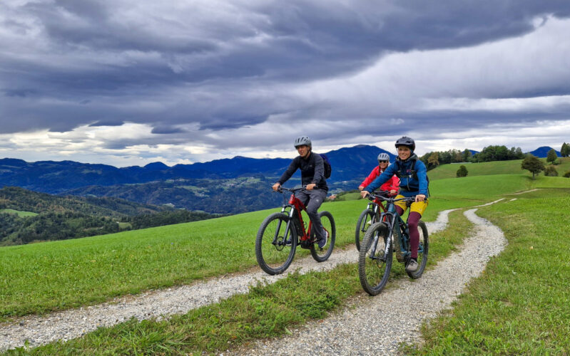 Hike and bike in Slovenian backcountry at Poljanska Valley