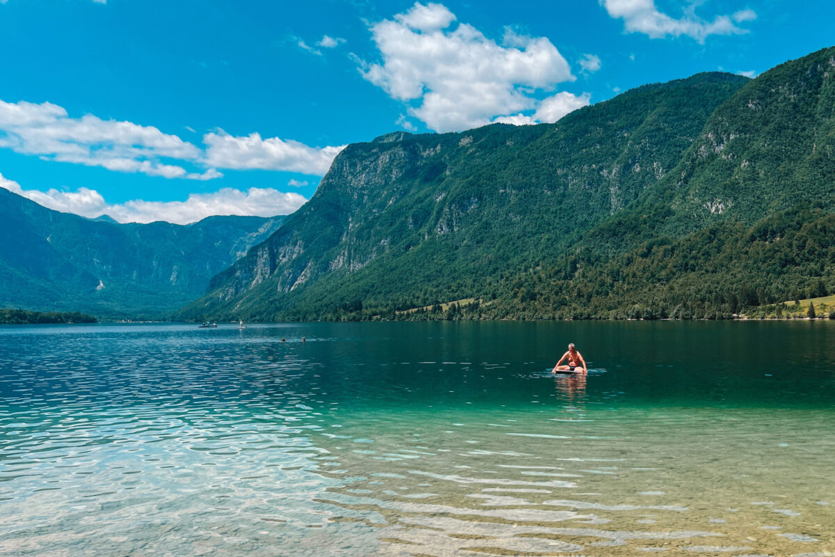 Biking in Slovenia in Summer at Bohinj Lake